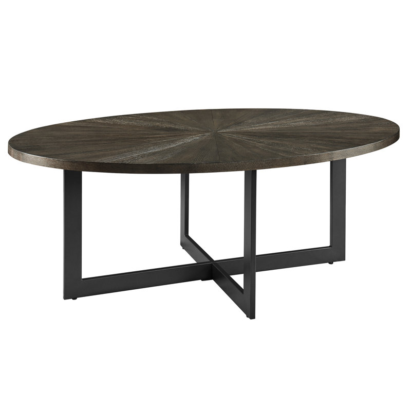 17 Stories Glidewell Solid Wood Veneer Oval Coffee Table with Metal